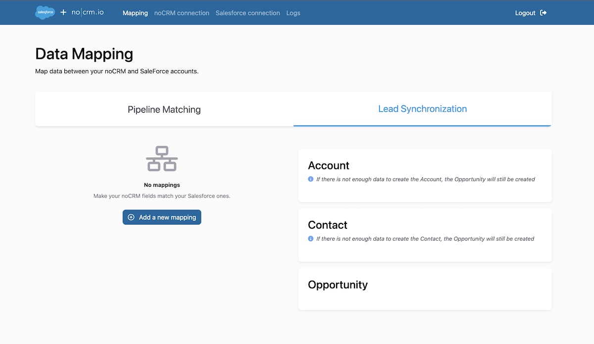 noCRM-salesforce data mapping