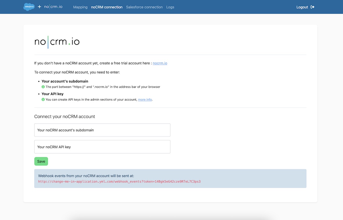 Connect your Salesforce and noCRM accounts